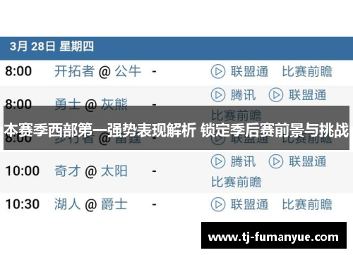 本赛季西部第一强势表现解析 锁定季后赛前景与挑战
